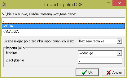 Import kolizji z pliku DXF